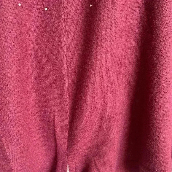 LC Couture Burgundy Jeweled Front Tie Sweater - Picture 7 of 14